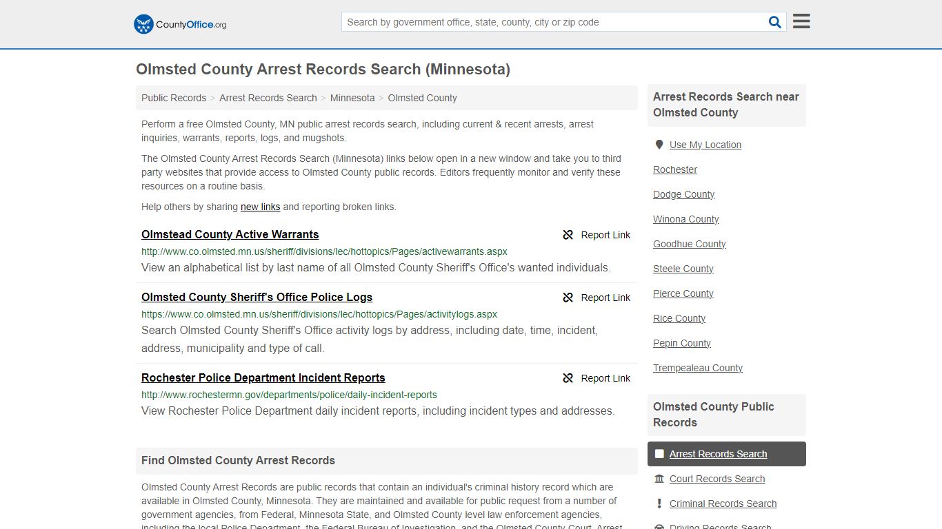 Arrest Records Search - Olmsted County, MN (Arrests & Mugshots)